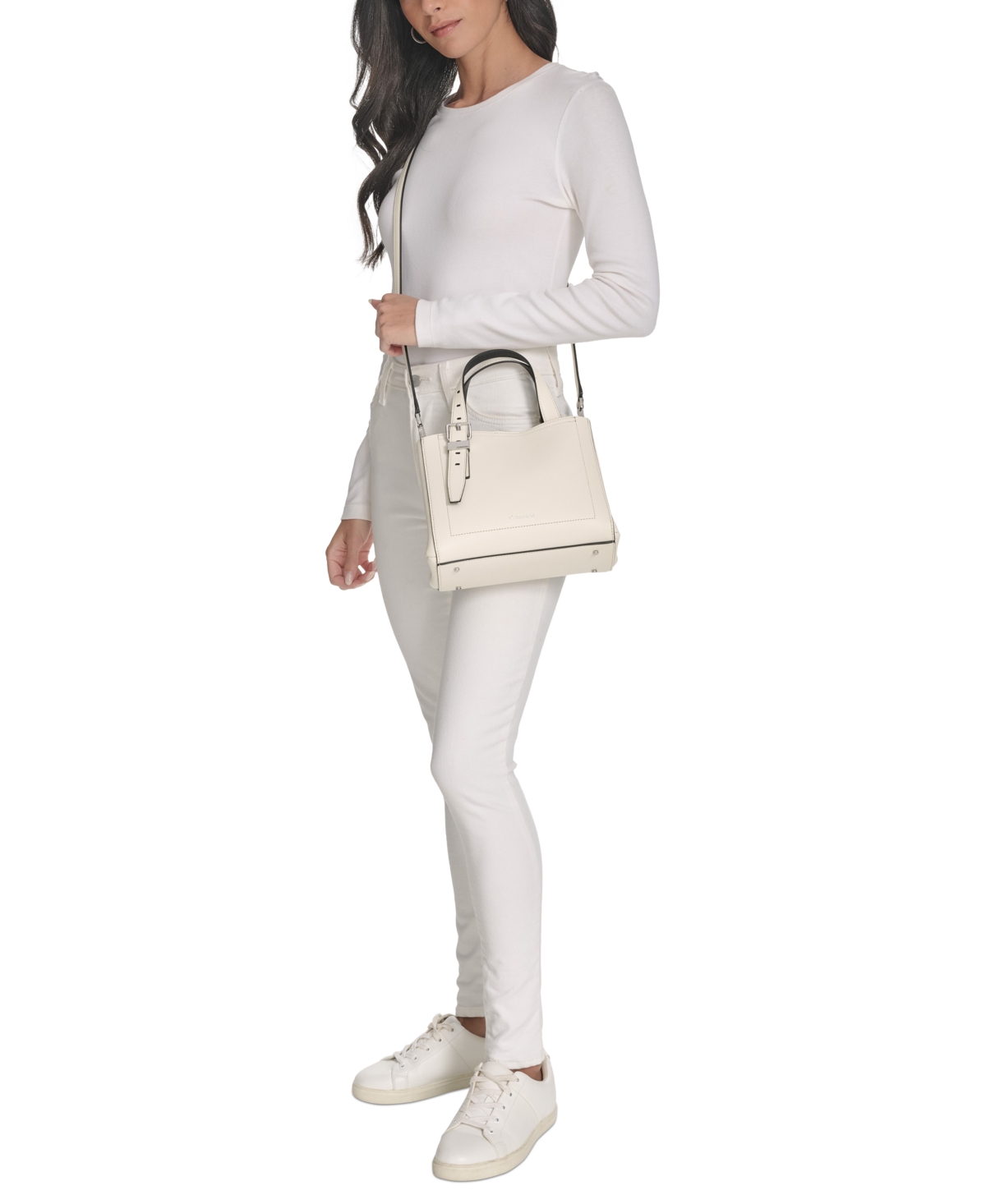 Calvin Klein Lowen Triple Compartment Adjustable Crossbody In Blue