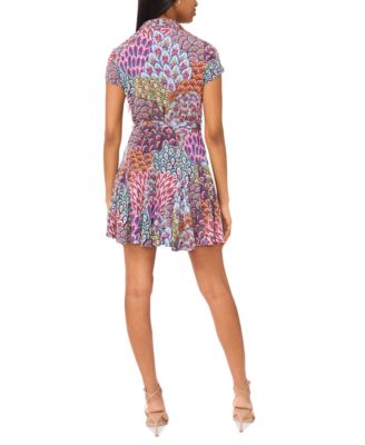 MSK Petite Button-Front Tie-Waist Jersey Shirtdress - Macy's
