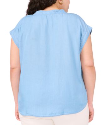 Plus Size Split-Neck Extended-Shoulder Top