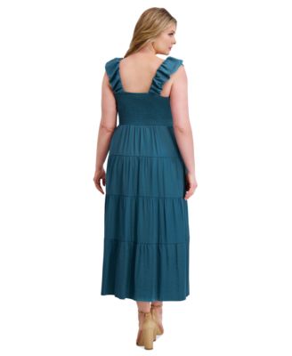 Plus Size V-Neck Sleeveless Tiered Maxi Dress
