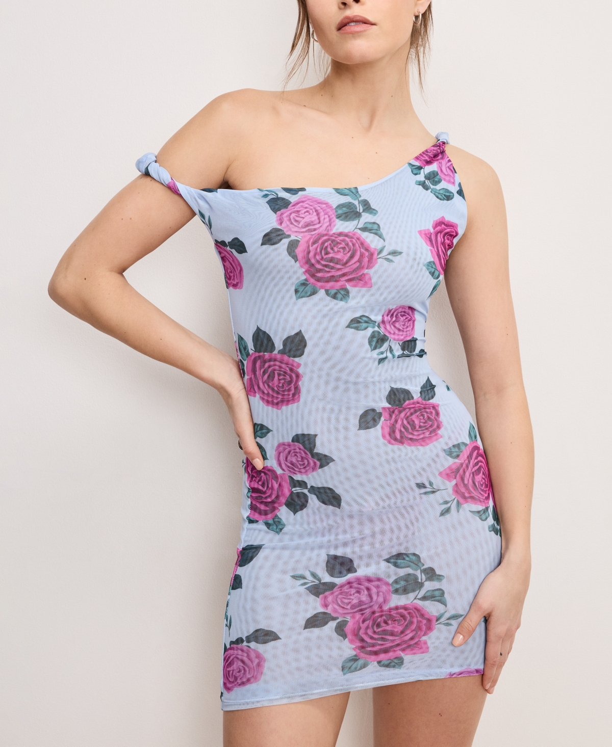 GOOD AMERICAN WOMEN'S FLORAL MESH TWIST DRESS COVER-UP 
