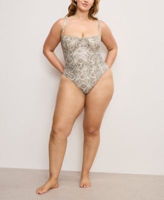 Women's Snake-Print Underwire One-Piece Swimsuit, Regular And Plus Size