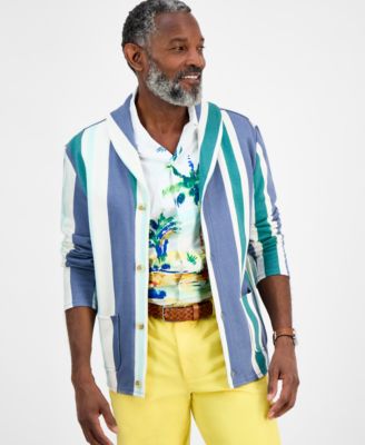 Club Room - Men's Cotton Long-Sleeve Beach Stripe Cardigan