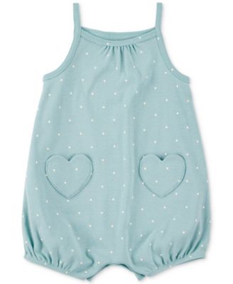 Carter's - Baby Girls Cotton Heart-Pocket Sleeveless Romper