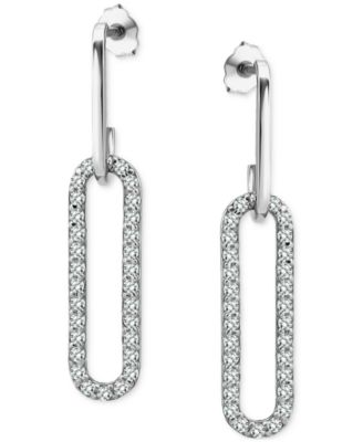Cubic Zirconia Oval Paperclip Link Drop Earrings, Exclusively at Macy's