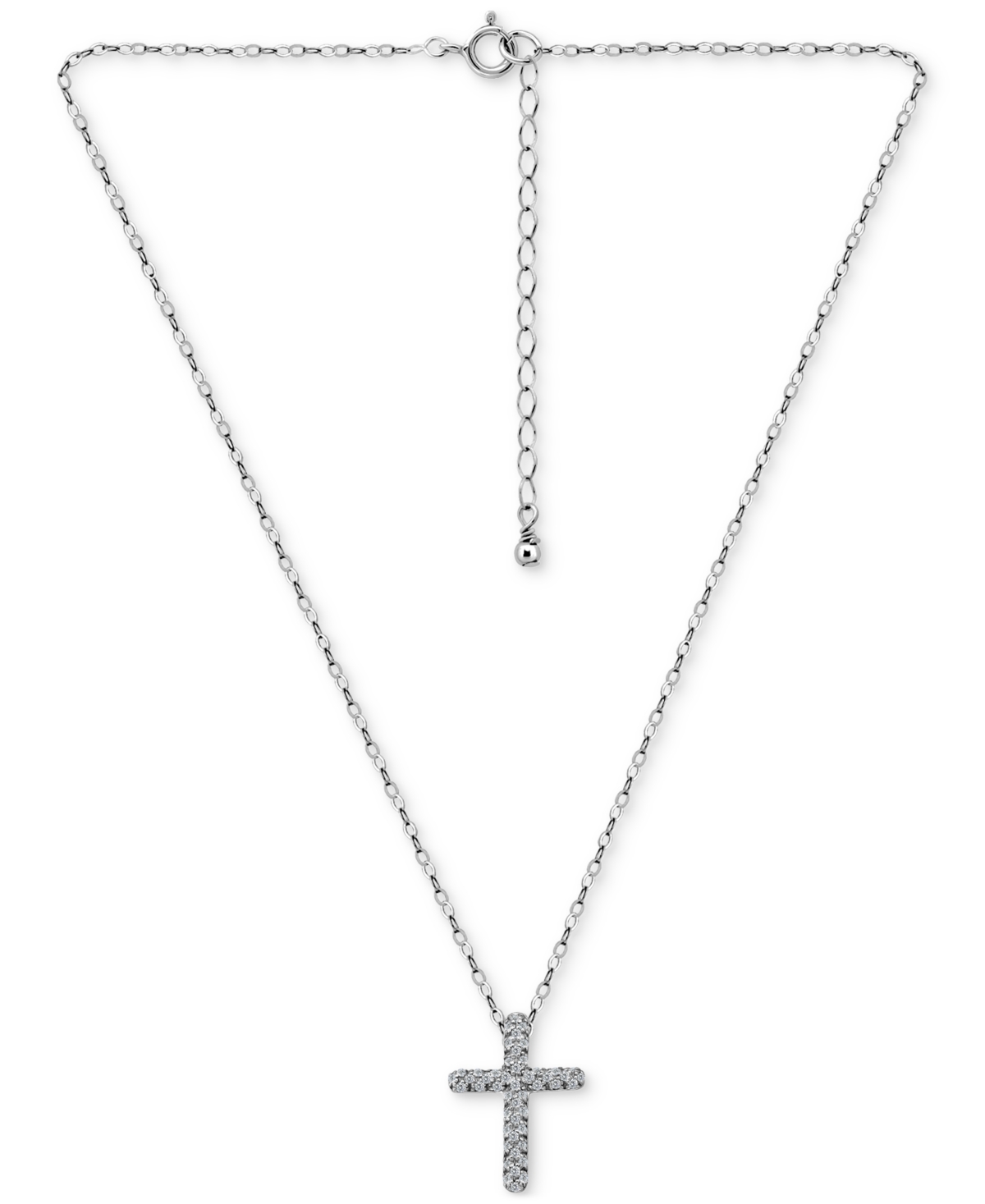 Giani Bernini Cubic Zirconia Cross Pendant Necklace, 16" + 2" Extender, Exclusively At Macy's
