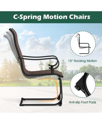 Set of 2 Patio Chairs C-Spring Motion Chairs with Quick-drying & Breathable Fabric