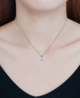 Cubic Zirconia Cushion Solitaire Pendant Necklace, 16" + 2" extender, Exclusively at Macy's