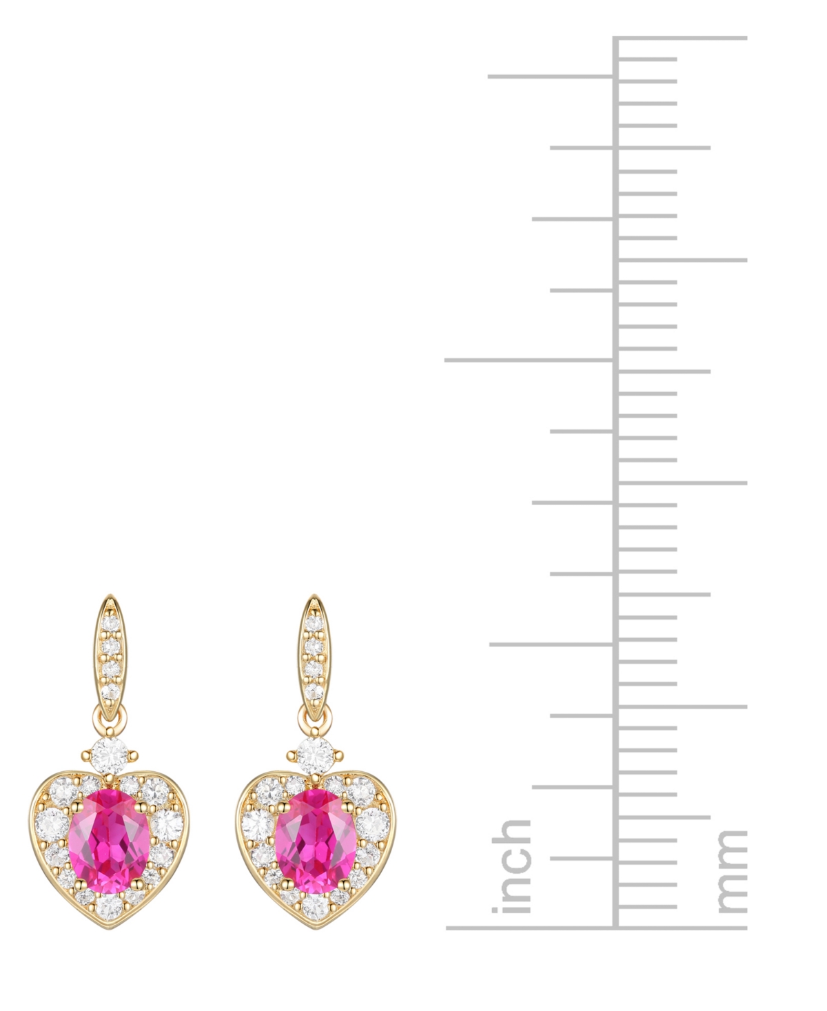 Macy's Lab Grown Ruby (5/8 Ct. T.w.) & Lab Grown White Sapphire (1/3 Ct. T.w.) Heart Halo Drop Earrings In 