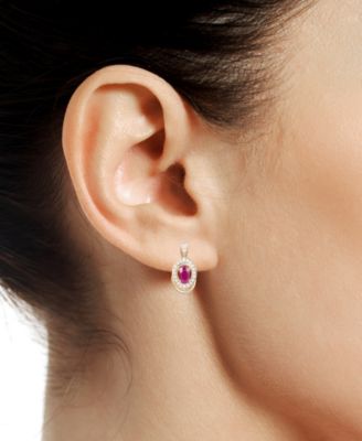 Emerald (3/8 ct. t.w.) & Diamond (1/5 ct. t.w.) Oval Swirl Drop Earrings in 14k Gold (Also in Ruby & Sapphire)