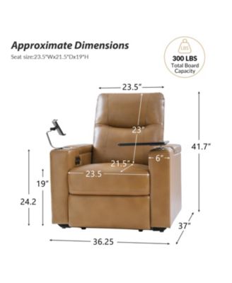 Modern Lothaire Genuine Leather Power Recliner with Adjustable Power Headrest