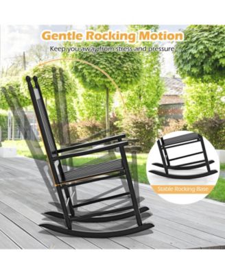 Weather-Resistant Acacia Rocking Chair – Outdoor High-Back Rocker with Ergonomic Design and Solid Base