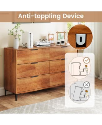 6-Drawer Dresser with Interlock System – Spacious Storage for Bedroom or Living Room