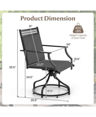 Patio Swivel Dining Chairs Set of 2 with Heavy-duty Metal Frame and Armrests