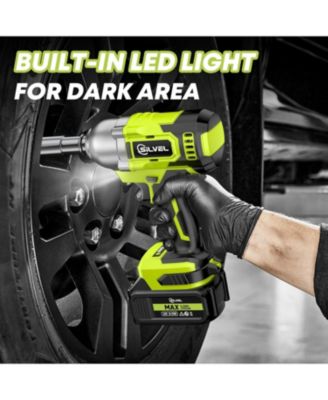 Cordless Impact Wrench, MAX 500N.M Brushless Impact Gun 1/2 inch, 4.0Ah Battery, 6 Sockets, 3200RPM Impact Driver wih Fast Charger