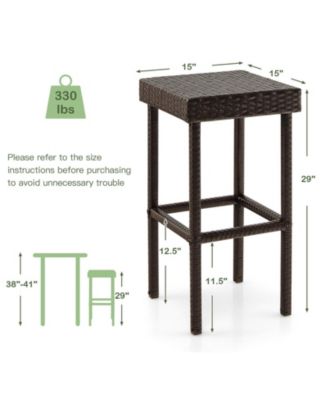 2 Piece Wicker Bar Stool Chairs for Patio Deck or Garden Seating