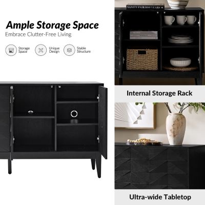 Dennis Mid-Century Modern 63"Wide 4 Door Sideboard with Adjustable Shelves