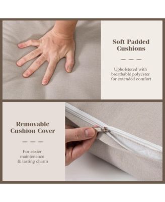 4 PCS Patio Furniture Set Patio Loveseat Sofa with a Coffee Table 2 Single Couch