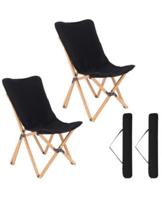Set of 2 Wicker Dorm Chair with Storage Pocket for Camping and Fishing