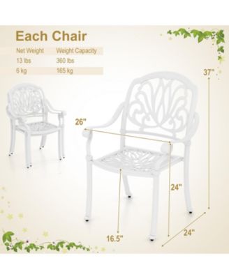 2 Pieces Patio Cast Aluminum Dining Chairs with Armrests
