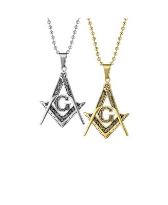 Bling Jewelry Set of 2 Freemason Masonic Symbol Pendant Necklace Silver