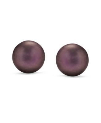 Set of 3 White Black Brown Freshwater Cultured Pearl Stud Earrings Silver 7MM