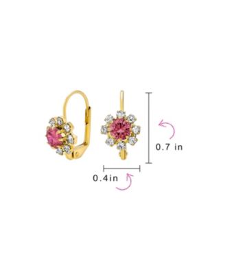 Set of 3 Multi Color Crystal Flower Gold Plated Drop Earrings Lever Back