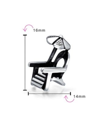 Set of 2 Tropical Umbrella Drink Glass Dangle Charm Bead Enamel Oxidized Silver