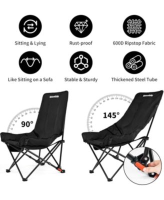 Seastar Padded Camping Chair, Oversized 2-Position Adjustable Folding Chair, Portable Camp Chair with Side Pocket & Carry Bag