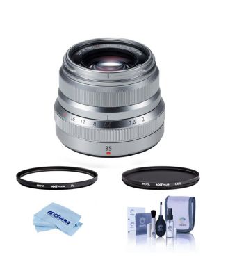 XF 35mm f/2 R WR Lens, Bundle with Hoya NXT Plus 43mm CPL Filter, 43mm UV Lens Filter, Cleaning Kit, Microfiber Cloth