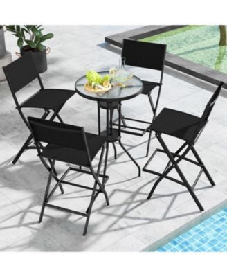 Folding Bar Stools Set of 2 Backrest Humanized Footrest