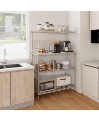 4-Tier Bakers Rack on Wheels with Adjustable Shelves