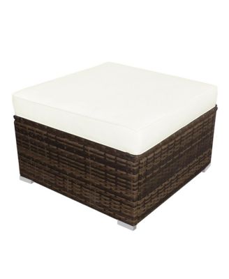 5PCS Patio Rattan Wicker Furniture Set Armless Sofa Ottoman Cushioned Garden