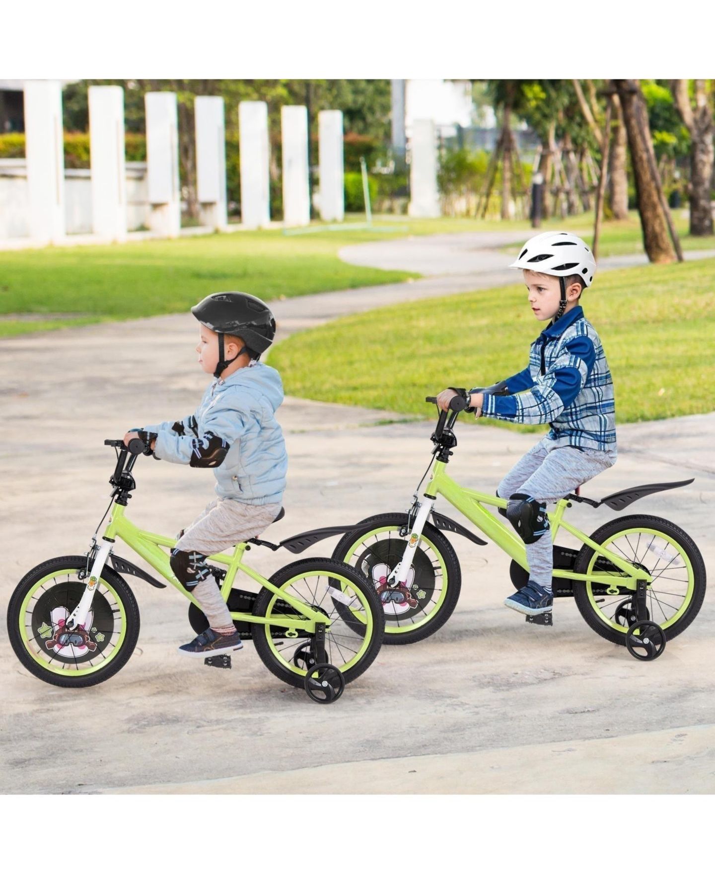 Детские игрушки HONGGE 16" Kids Bike Adjustable Detachable Training Wheels, Ages 4-8, цвет: Зелёный — фото 4