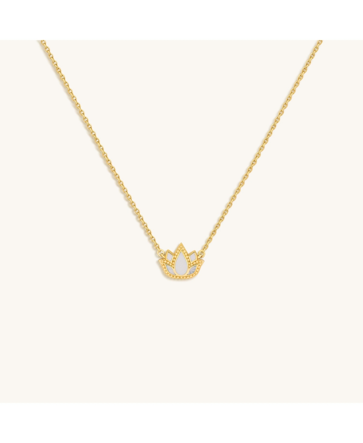 Enlightened Soul Lotus Mother Of Pearl Necklace - Gold/White
