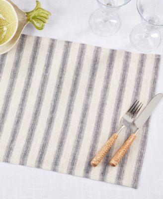 Classic Striped Pure Linen Placemats, 14" x 20"