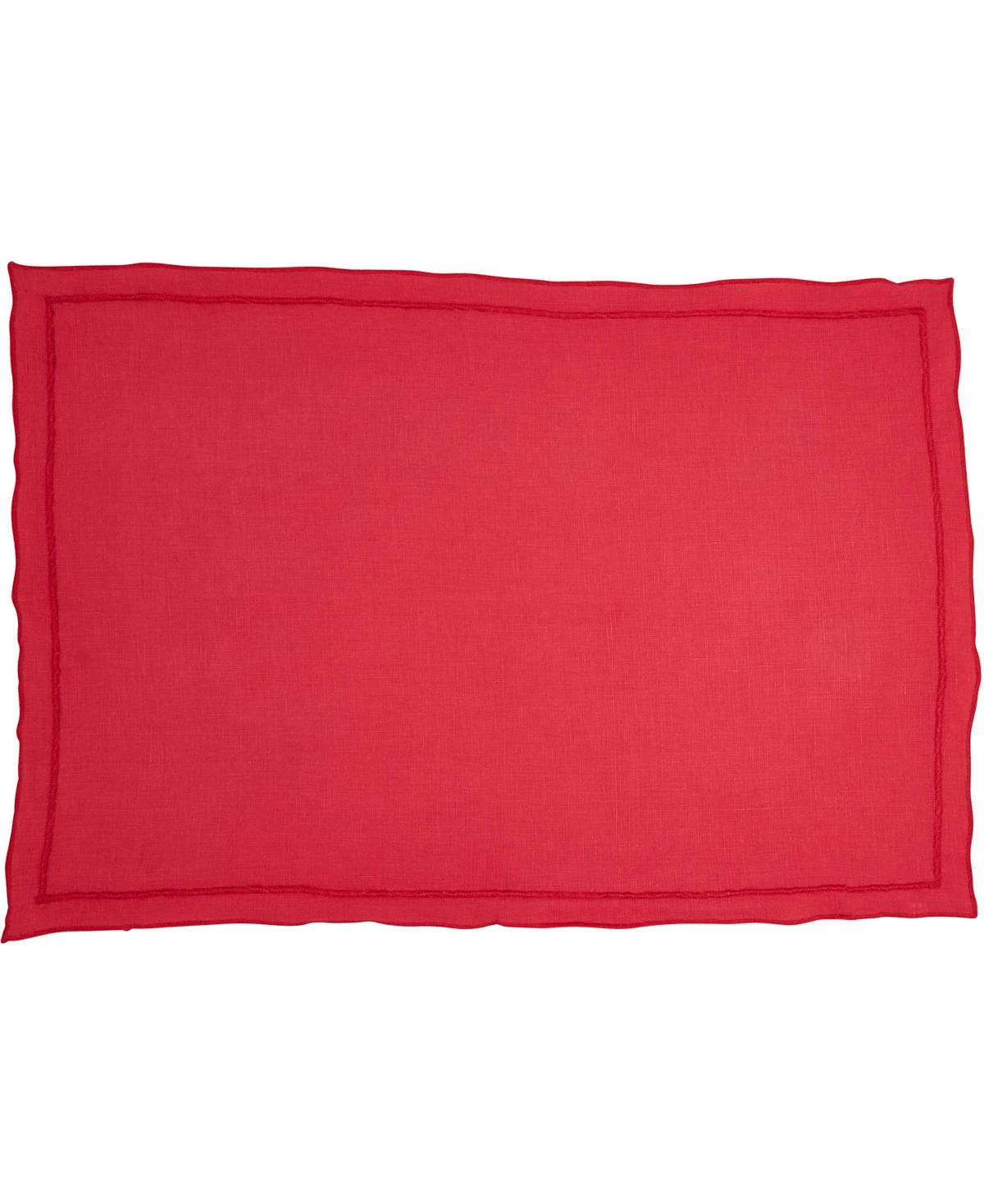 Saro Lifestyle Stonewashed Overlock Linen Edge Placemats, 14" X 20" In Red