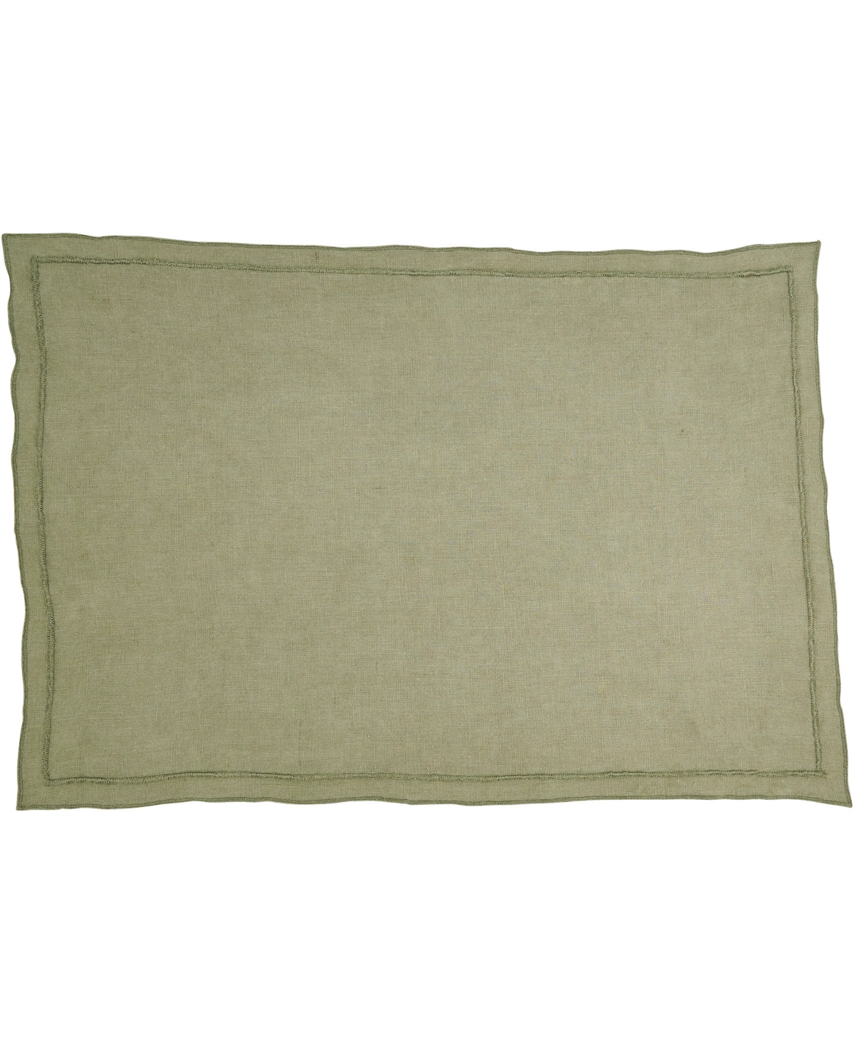 Saro Lifestyle Stonewashed Overlock Linen Edge Placemats, 14" X 20" In Olive