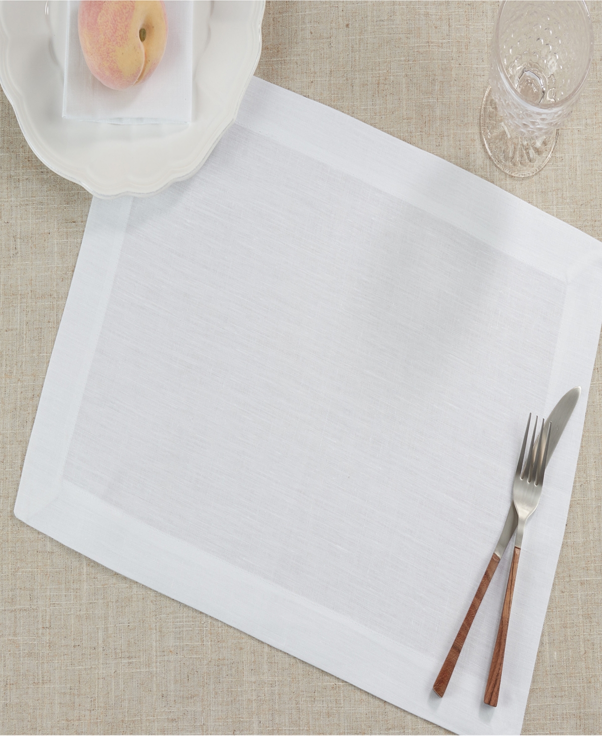 Saro Lifestyle Pure Linen Placemats, 14" X 20" In White