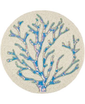 Coastal Coral Beaded Placemats, 15" Round