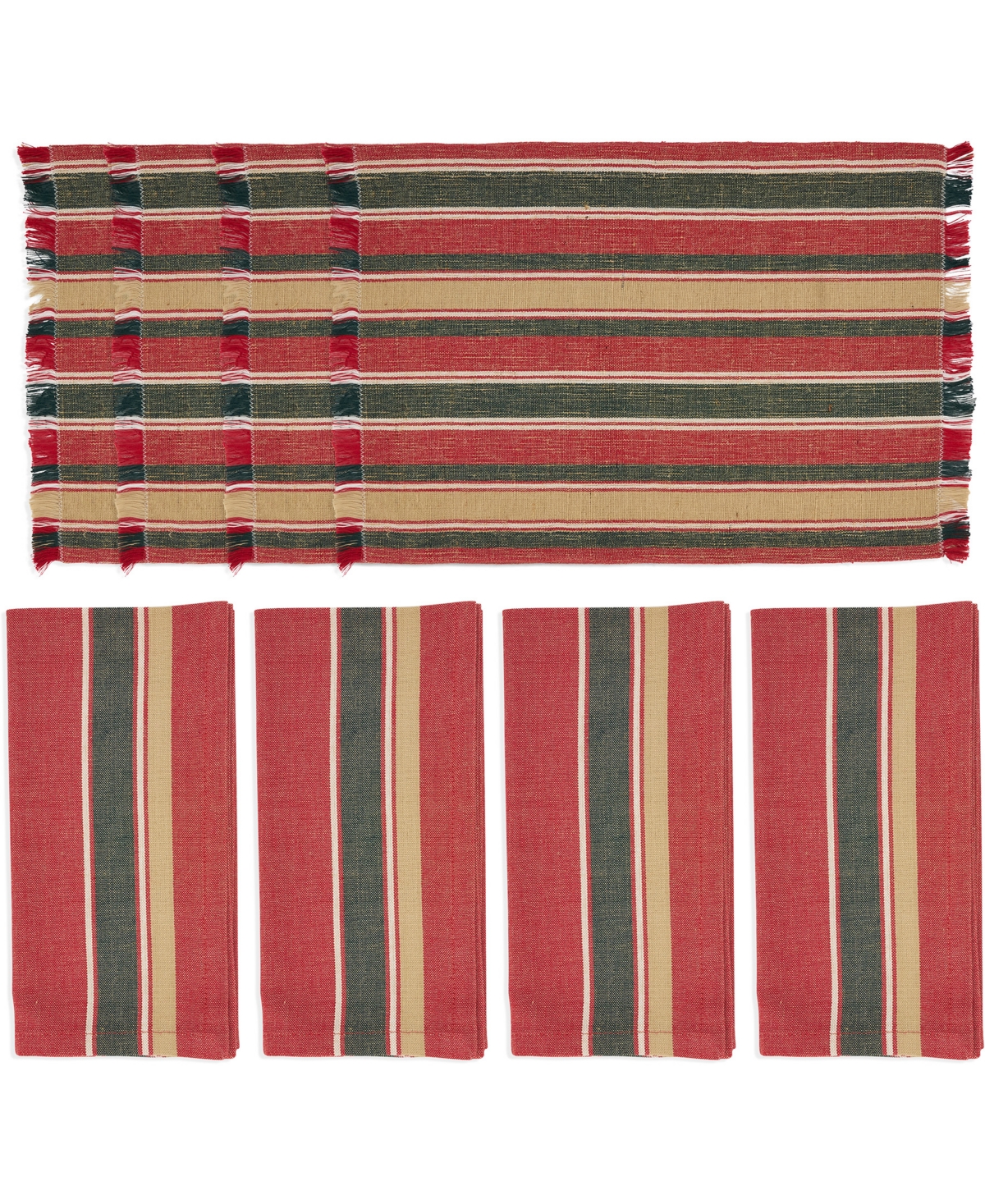 Saro Lifestyle Everyday Plaid Placemats And Napkins, Set Of 8 In Red,green