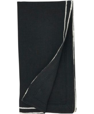 Double Line Embroidered Linen Napkins, 20" x 20"