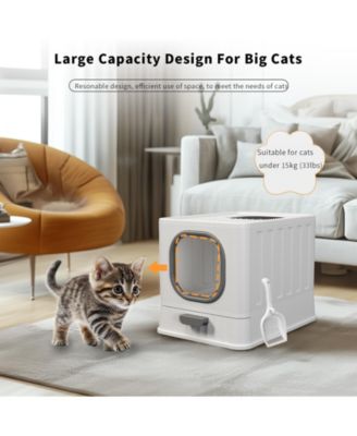 Drawer Cat Litter Box With Anti-Splash Front Entry & Scoop