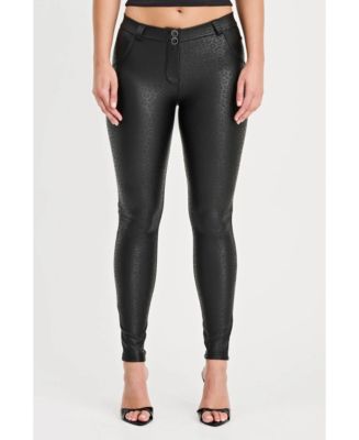 Freddy Women's Panther Faux Leather Mid-Rise Sculpting Pants - Macy's