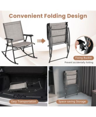 Folding Rocking Chair with Breathable Seat Fabric Set of 2