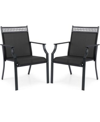Patio Chairs Set of 2 with All Weather Breathable Fabric High Backrest