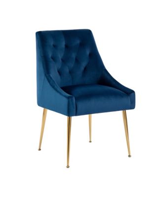 Modern Velvet Upholstered Dining Chairs Set of 2, Mid Century Side Chairs with 5.12” Cushions and Back Pull Rod for Kitchen, Living Room