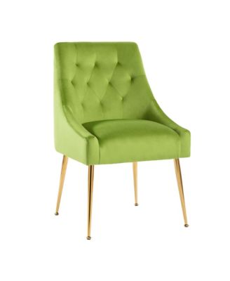 Modern Velvet Upholstered Dining Chairs Set of 2, Mid Century Side Chairs with 5.12” Cushions and Back Pull Rod for Kitchen, Living Room