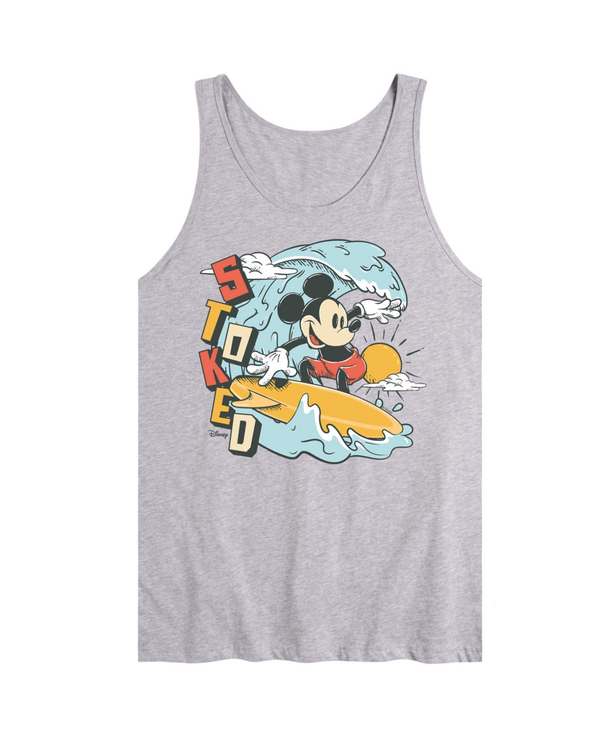 Men's Disney Mickey Surf Stoked Sleeveless Tank Top - Gray