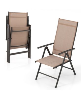 1 Piece Patio Folding Dining Chairs with 7-Level Adjustable High Backrest